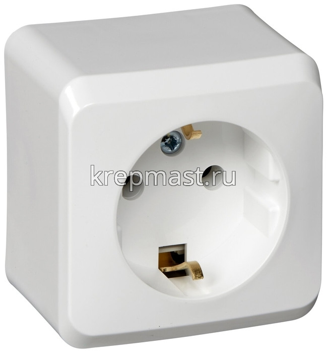 Розетка РА 16-003б ОП белая с/з 1-ая