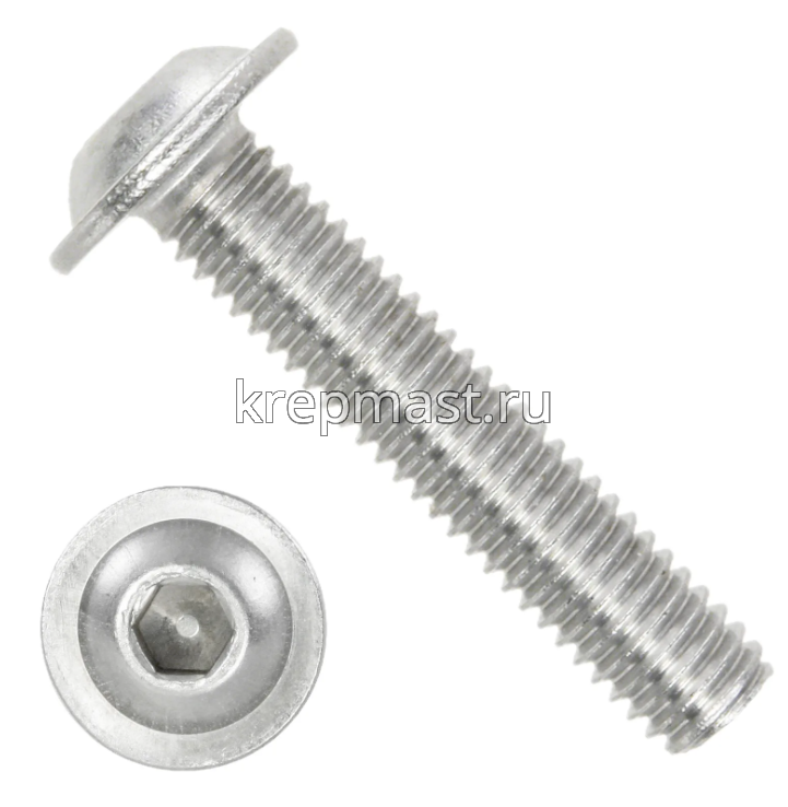 Винт ISO 7380-2 с внутр.шестигр. (полукруг) нерж.А2