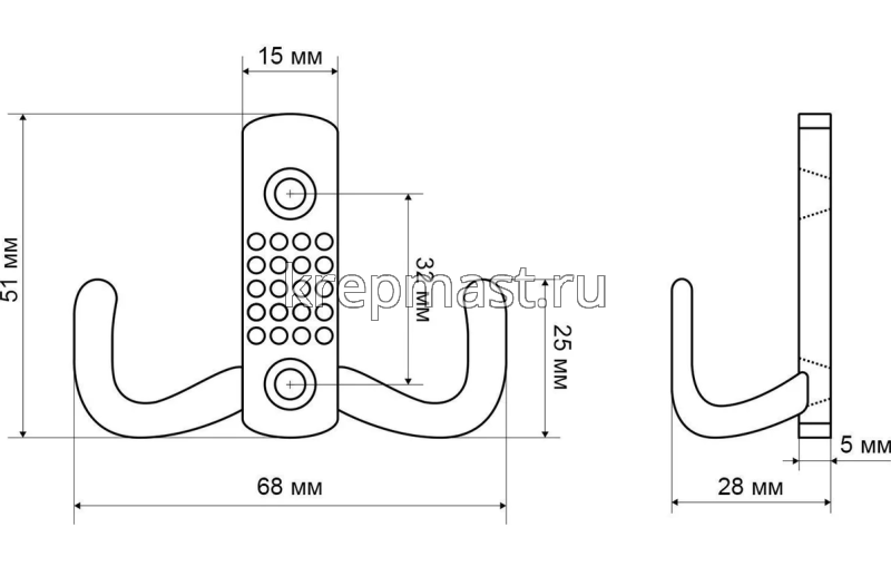 Крючок 212 В WW матовый белый СТАНДАРТ