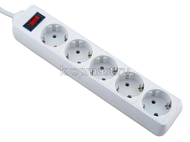 Сетевой фильтр 5гн/ 1,8м DEFENDER / СОЮЗ белый / черный