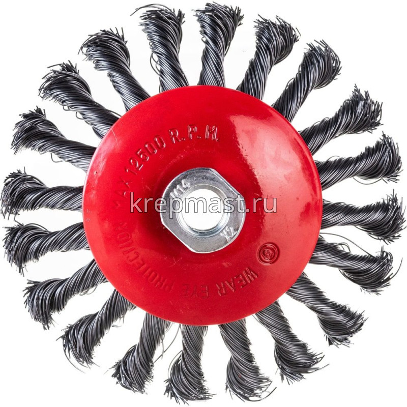 Корщетка- колесо 125мм для УШМ FIT сталь витая с наклоном гайка М14
