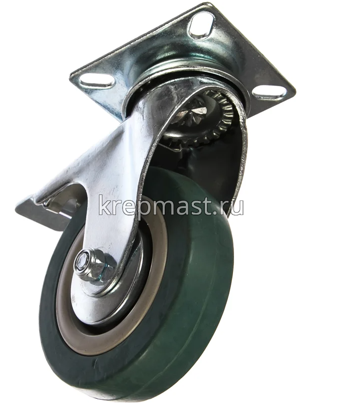 Колесо д.100мм поворотное ЗУБР на площадке резина с тормозом (г/п 100кг)