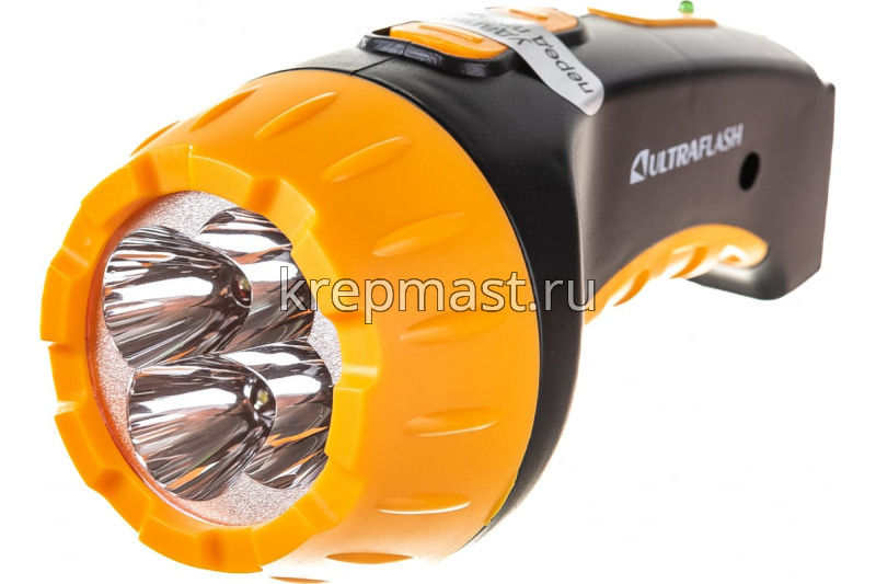 Фонарь ULTRAFLASH аккум. черный/желтый 4LED
