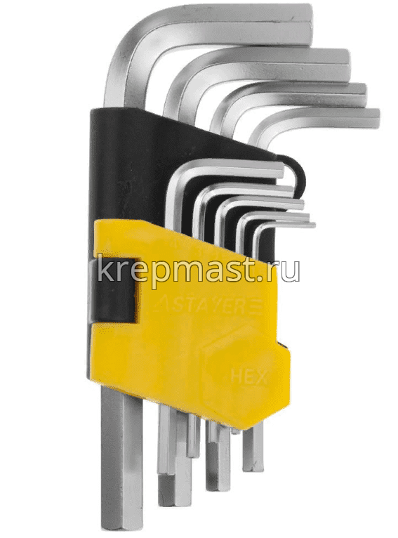 Ключи-набор 6-гр. STAYER 1,5-10мм (9шт) короткие