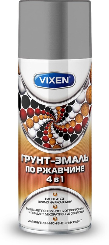 Грунт-эмаль по ржавчине VIXEN 4 в 1 серый, арозоль 520мл