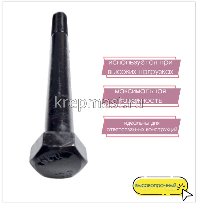 Болт 24х250 кл.пр.10,9 черный н/р DIN 931