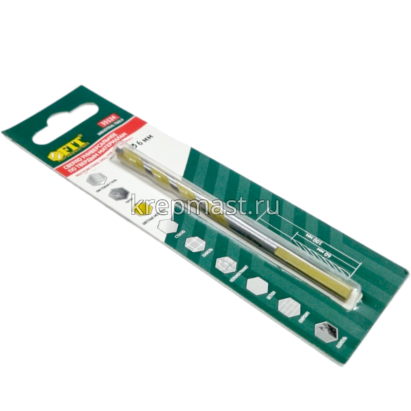 Сверло универсальное 6х100мм (сталь, чугун, цв.мет, стекло, керамогранит)