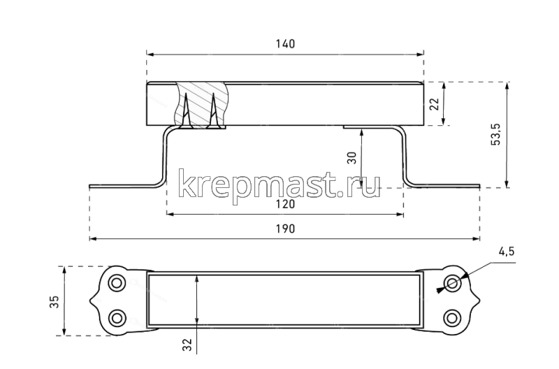 Ручка скоба дерев. прямая РСД-120 св.дерево