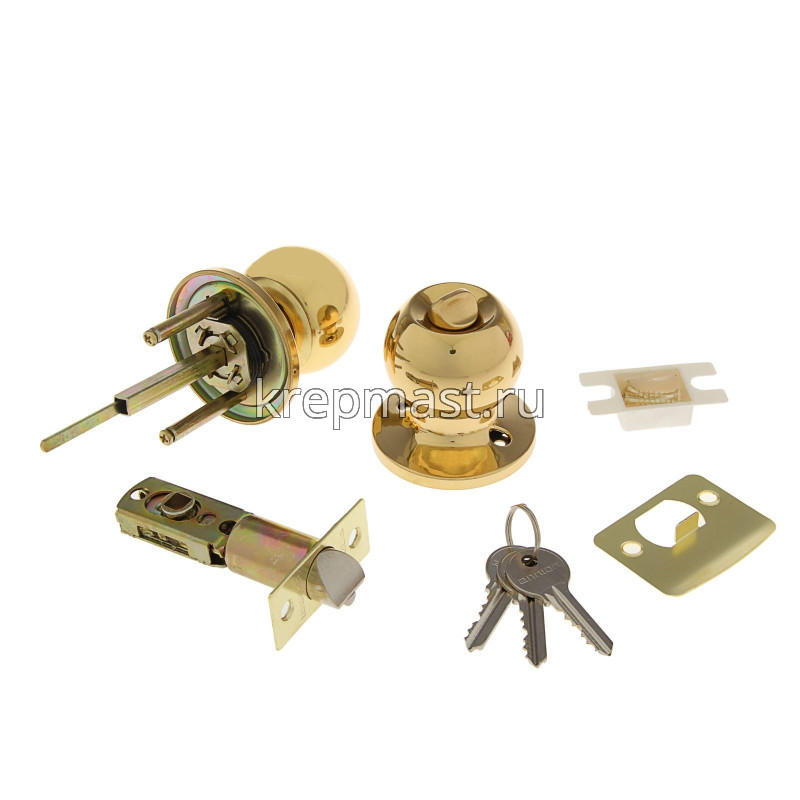 Защелка дверная АЛЛЮР 5560 РВ латунь верт./ключ