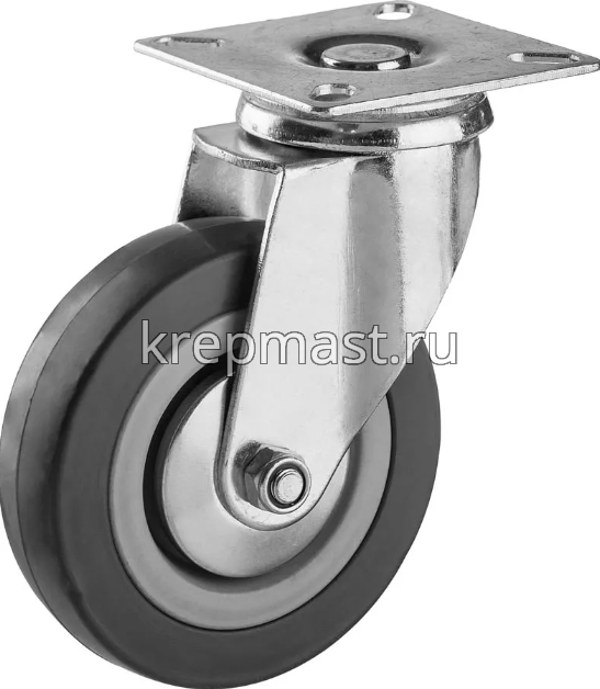 Колесо д.100мм поворотное ЗУБР на площадке резина (г/п 100кг)