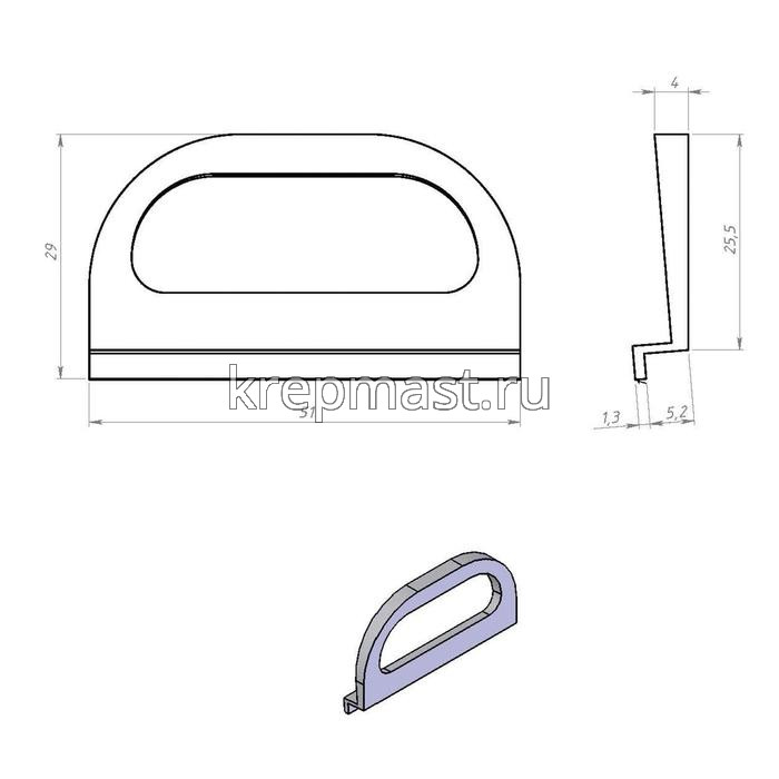 Ручка для москитной сетки пластмасса Металлист